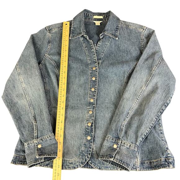 Christopher & Banks Jean Jacket Women Sz XL Stretch Blue Snap Front Casual Denim - Picture 10 of 10